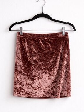 Forever 21 Crushed Velvet Wrap Mini Skirt - Rose